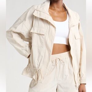 Zella Cream Utility Jacket with Relaxed Fit and High Collar